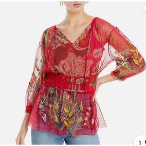 NWT Johnny Was FEATHER LARK MESH BLOUSE